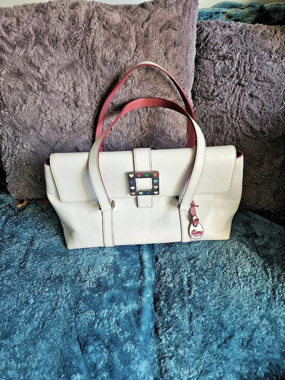 Dooney & Bourke Color Block Shoulder Bag in White & Pink